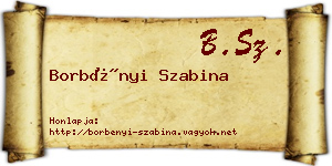 Borbényi Szabina névjegykártya
