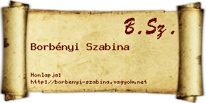Borbényi Szabina névjegykártya